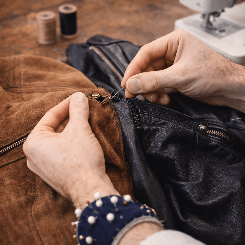 Deri ve süet giysileri ustalıkla onarır.