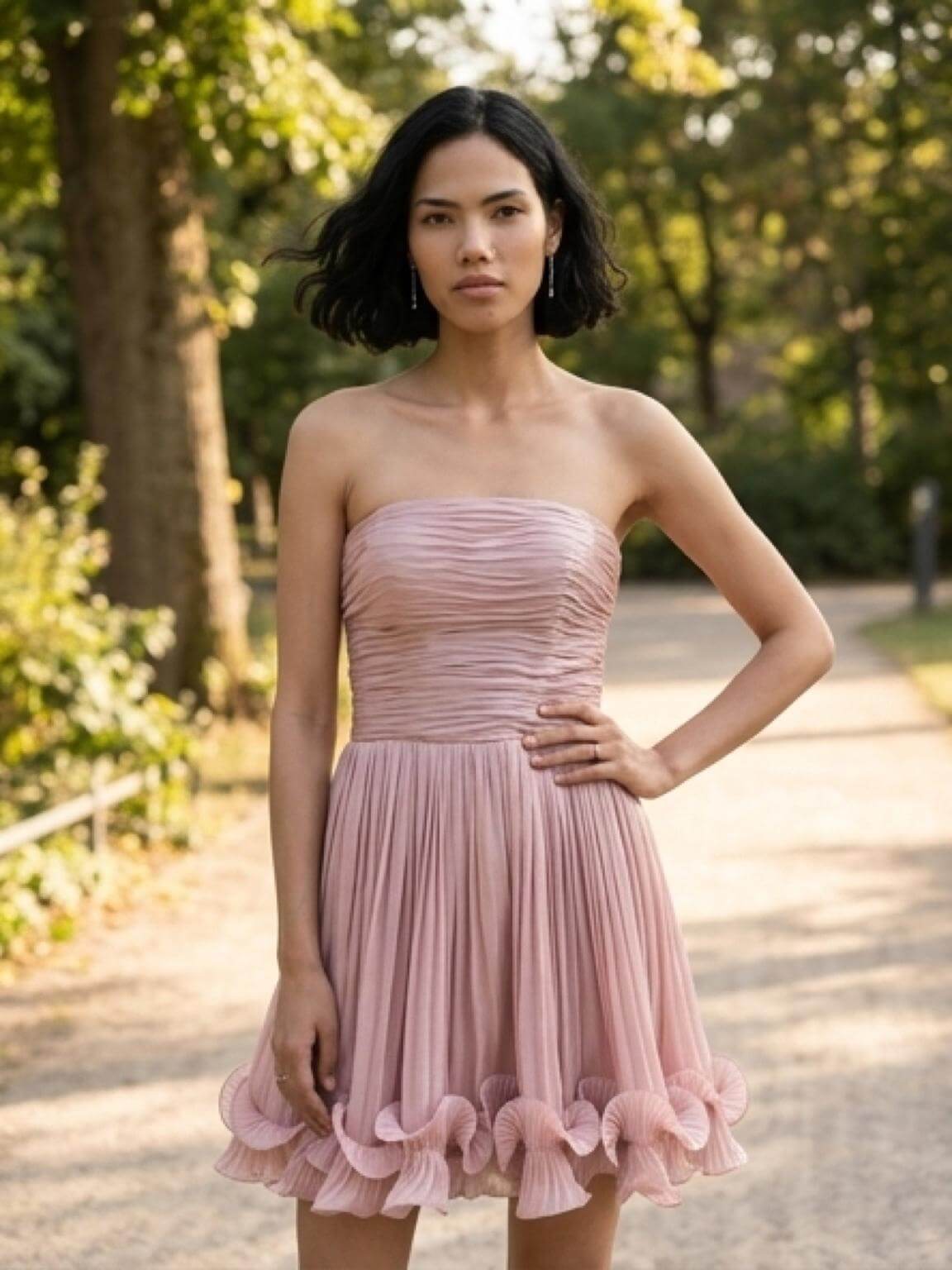pembe mini elbise
